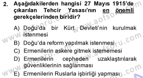 Türk Dış Politikası 1 Dersi Ara Sınavı Deneme Sınav Soruları 2. Soru