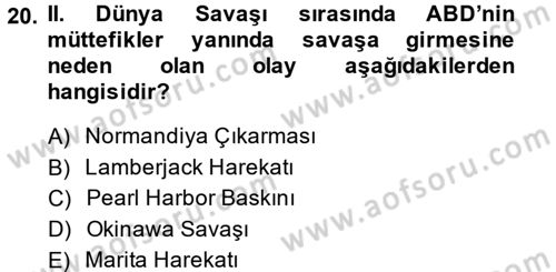 Türk Dış Politikası 1 Dersi Ara Sınavı Deneme Sınav Soruları 20. Soru