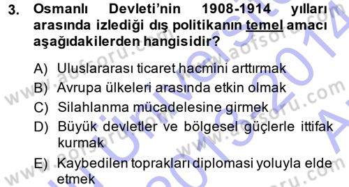 Türk Dış Politikası 1 Dersi 2013 - 2014 Yılı (Vize) Ara Sınav Soruları 3. Soru