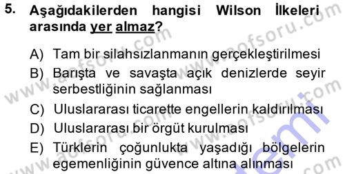 Türk Dış Politikası 1 Dersi 2013 - 2014 Yılı (Vize) Ara Sınav Soruları 5. Soru