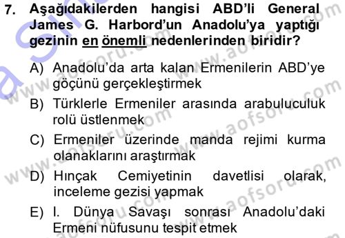 Türk Dış Politikası 1 Dersi Ara Sınavı Deneme Sınav Soruları 7. Soru