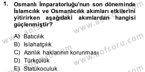 Türk Dış Politikası 1 Dersi 2013 - 2014 Yılı Tek Ders Sınav Soruları 1. Soru