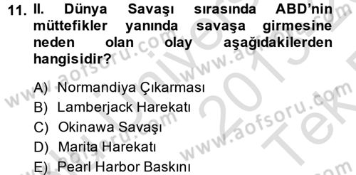 Türk Dış Politikası 1 Dersi 2013 - 2014 Yılı Tek Ders Sınav Soruları 11. Soru