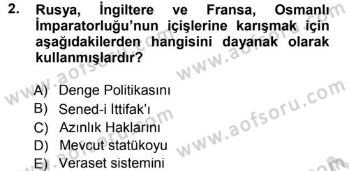 Türk Dış Politikası 1 Dersi 2013 - 2014 Yılı Tek Ders Sınav Soruları 2. Soru