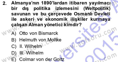 Türk Dış Politikası 1 Dersi Ara Sınavı Deneme Sınav Soruları 2. Soru