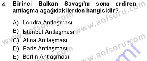 Türk Dış Politikası 1 Dersi Ara Sınavı Deneme Sınav Soruları 4. Soru