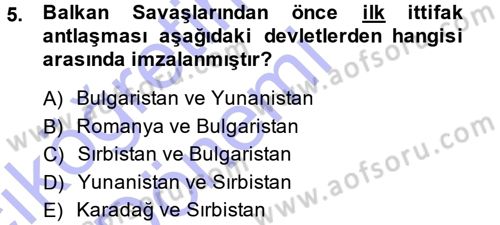 Türk Dış Politikası 1 Dersi Ara Sınavı Deneme Sınav Soruları 5. Soru