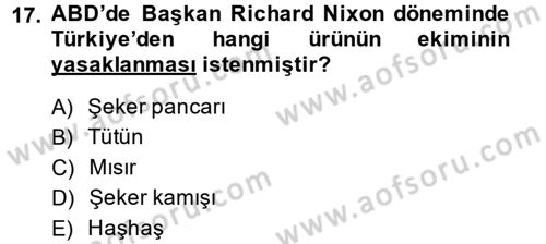 Türk Dış Politikası 1 Dersi 2014 - 2015 Yılı Tek Ders Sınav Soruları 17. Soru