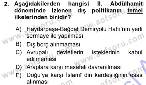 Türk Dış Politikası 1 Dersi Ara Sınavı Deneme Sınav Soruları 2. Soru