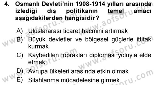 Türk Dış Politikası 1 Dersi 2015 - 2016 Yılı (Vize) Ara Sınavı 4. Soru