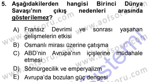 Türk Dış Politikası 1 Dersi 2015 - 2016 Yılı (Vize) Ara Sınavı 5. Soru