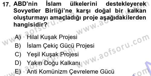 Türk Dış Politikası 1 Dersi 2015 - 2016 Yılı (Final) Dönem Sonu Sınav Soruları 17. Soru