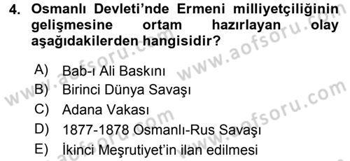Türk Dış Politikası 1 Dersi 2015 - 2016 Yılı (Final) Dönem Sonu Sınav Soruları 4. Soru