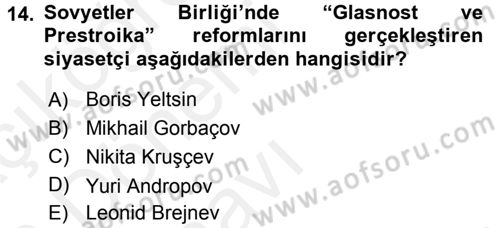 Türk Dış Politikası 1 Dersi 2015 - 2016 Yılı Tek Ders Sınav Soruları 14. Soru