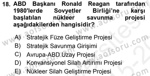 Türk Dış Politikası 1 Dersi 2015 - 2016 Yılı Tek Ders Sınav Soruları 18. Soru