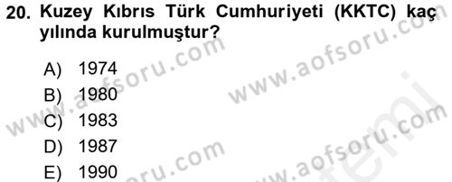 Türk Dış Politikası 1 Dersi 2015 - 2016 Yılı Tek Ders Sınav Soruları 20. Soru