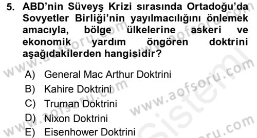 Türk Dış Politikası 1 Dersi 2015 - 2016 Yılı Tek Ders Sınav Soruları 5. Soru