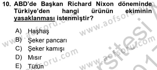 Türk Dış Politikası 1 Dersi 2016 - 2017 Yılı 3 Ders Sınav Soruları 10. Soru