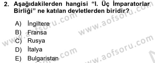 Türk Dış Politikası 1 Dersi Ara Sınavı Deneme Sınav Soruları 2. Soru