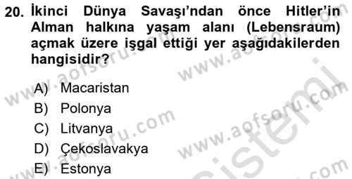 Türk Dış Politikası 1 Dersi Ara Sınavı Deneme Sınav Soruları 20. Soru
