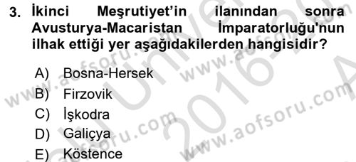 Türk Dış Politikası 1 Dersi 2016 - 2017 Yılı (Vize) Ara Sınavı 3. Soru