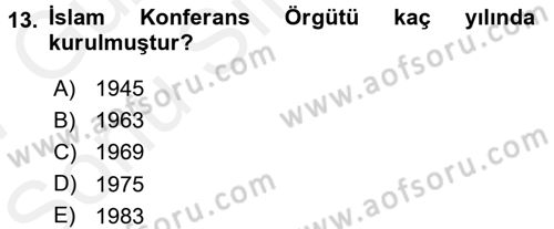 Türk Dış Politikası 1 Dersi 2016 - 2017 Yılı (Final) Dönem Sonu Sınav Soruları 13. Soru