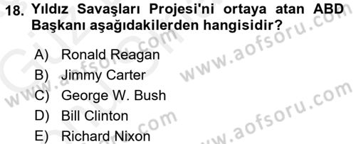 Türk Dış Politikası 1 Dersi 2017 - 2018 Yılı (Final) Dönem Sonu Sınav Soruları 18. Soru