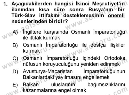 Türk Dış Politikası 1 Dersi 2018 - 2019 Yılı (Final) Dönem Sonu Sınav Soruları 1. Soru