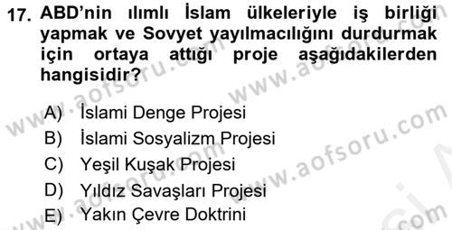 Türk Dış Politikası 1 Dersi 2018 - 2019 Yılı (Final) Dönem Sonu Sınav Soruları 17. Soru