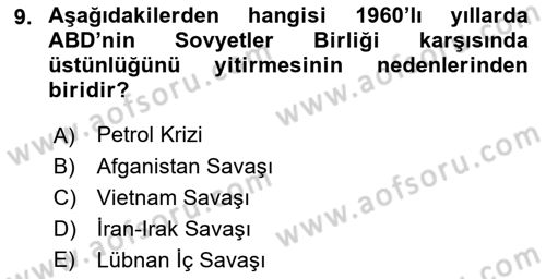 Türk Dış Politikası 1 Dersi 2018 - 2019 Yılı (Final) Dönem Sonu Sınav Soruları 9. Soru