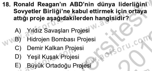 Türk Dış Politikası 1 Dersi 2018 - 2019 Yılı Yaz Okulu Sınav Soruları 18. Soru