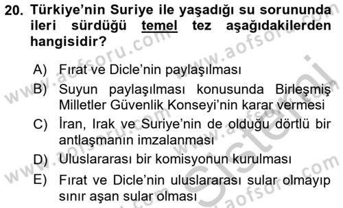 Türk Dış Politikası 1 Dersi 2018 - 2019 Yılı Yaz Okulu Sınav Soruları 20. Soru