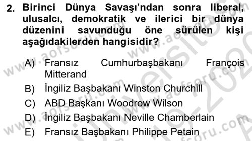 Türk Dış Politikası 1 Dersi Ara Sınavı Deneme Sınav Soruları 2. Soru