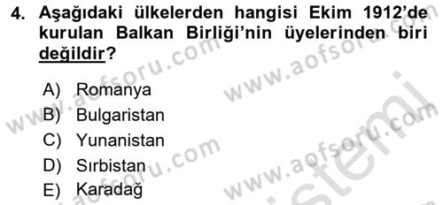 Türk Dış Politikası 1 Dersi Ara Sınavı Deneme Sınav Soruları 4. Soru