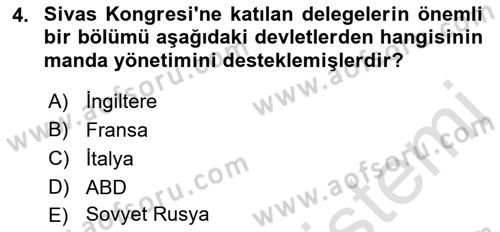 Türk Dış Politikası 1 Dersi 2022 - 2023 Yılı (Vize) Ara Sınavı 4. Soru