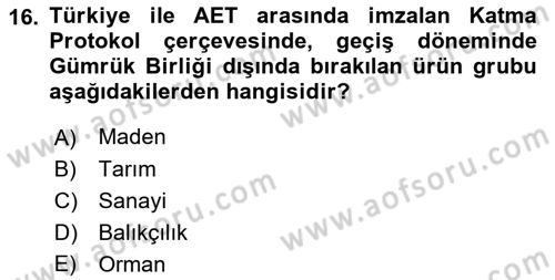 Türk Dış Politikası 1 Dersi 2022 - 2023 Yılı (Final) Dönem Sonu Sınav Soruları 16. Soru