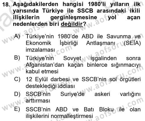 Türk Dış Politikası 1 Dersi 2022 - 2023 Yılı (Final) Dönem Sonu Sınav Soruları 18. Soru