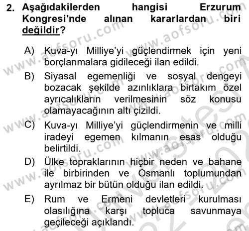 Türk Dış Politikası 1 Dersi 2022 - 2023 Yılı (Final) Dönem Sonu Sınav Soruları 2. Soru