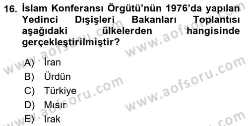 Türk Dış Politikası 1 Dersi 2022 - 2023 Yılı Yaz Okulu Sınav Soruları 16. Soru