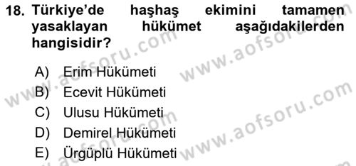 Türk Dış Politikası 1 Dersi 2022 - 2023 Yılı Yaz Okulu Sınav Soruları 18. Soru