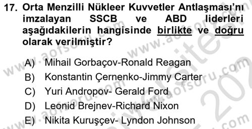 Türk Dış Politikası 1 Dersi 2023 - 2024 Yılı (Final) Dönem Sonu Sınav Soruları 17. Soru