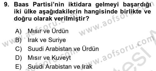 Türk Dış Politikası 1 Dersi 2023 - 2024 Yılı (Final) Dönem Sonu Sınav Soruları 9. Soru