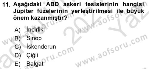 Türk Dış Politikası 1 Dersi 2023 - 2024 Yılı Yaz Okulu Sınav Soruları 11. Soru