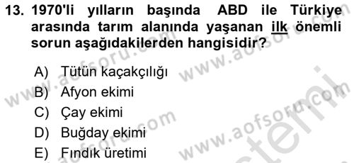 Türk Dış Politikası 1 Dersi 2024 - 2025 Yılı (Final) Dönem Sonu Sınav Soruları 13. Soru