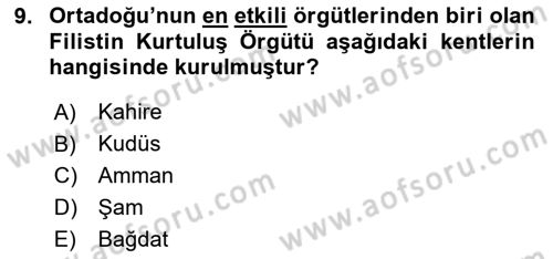 Türk Dış Politikası 1 Dersi 2024 - 2025 Yılı (Final) Dönem Sonu Sınav Soruları 9. Soru