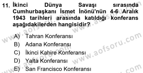 Türk Dış Politikası 1 Dersi 2025 - 2026 Yılı (Vize) Ara Sınav Soruları 11. Soru
