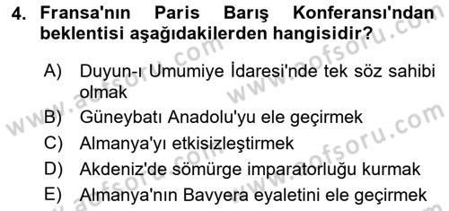Türk Dış Politikası 1 Dersi 2025 - 2026 Yılı (Vize) Ara Sınav Soruları 4. Soru