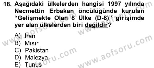 Türk Dış Politikası 2 Dersi 2012 - 2013 Yılı (Vize) Ara Sınavı 18. Soru