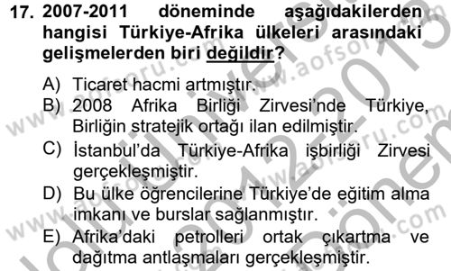 Türk Dış Politikası 2 Dersi 2012 - 2013 Yılı (Final) Dönem Sonu Sınav Soruları 17. Soru