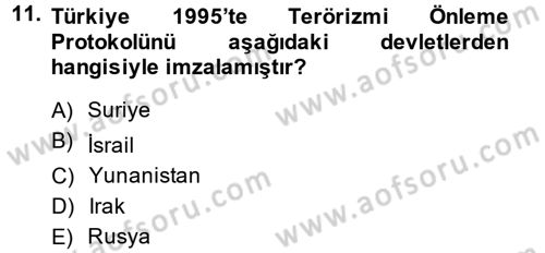 Türk Dış Politikası 2 Dersi 2013 - 2014 Yılı (Vize) Ara Sınavı 11. Soru